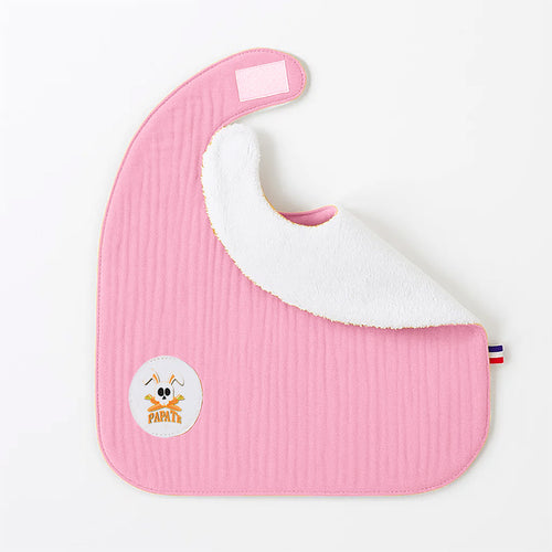 bavoir rose en coton bio made in france papate puriculture