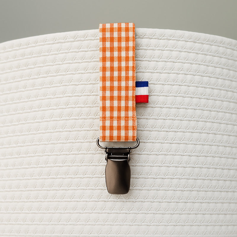 papate attache tetine attache sucette coton bio teddy vichy