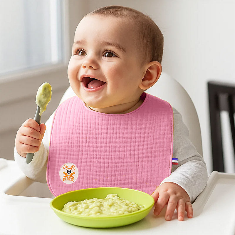 bavoir coton bio rose pale papate doux